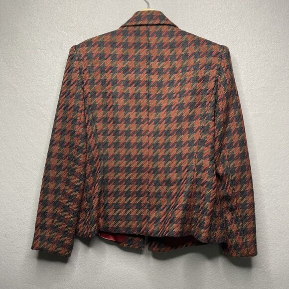 Rena Rowan Petite Womens Wool Blend Houndstooth Blazer Jacket Sz 6P Made In USA - Picture 7 of 9